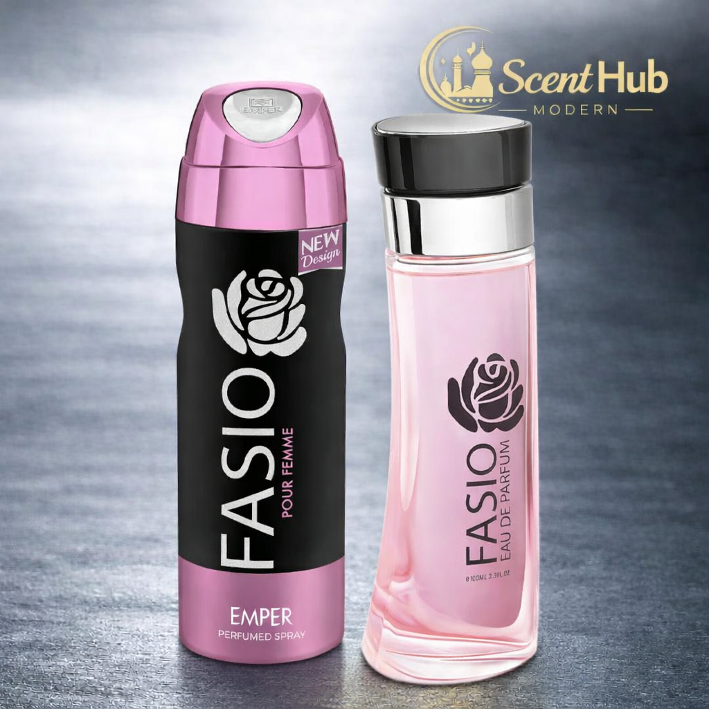 🌸 FASIO POUR FEMME – Gift Set Eau de Parfum 100ml + Body Spray 200ml