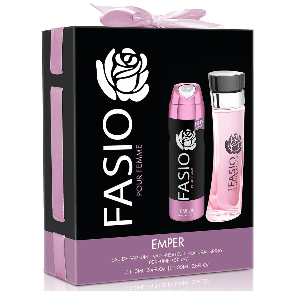 🌸 FASIO POUR FEMME – Gift Set Eau de Parfum 100ml + Body Spray 200ml