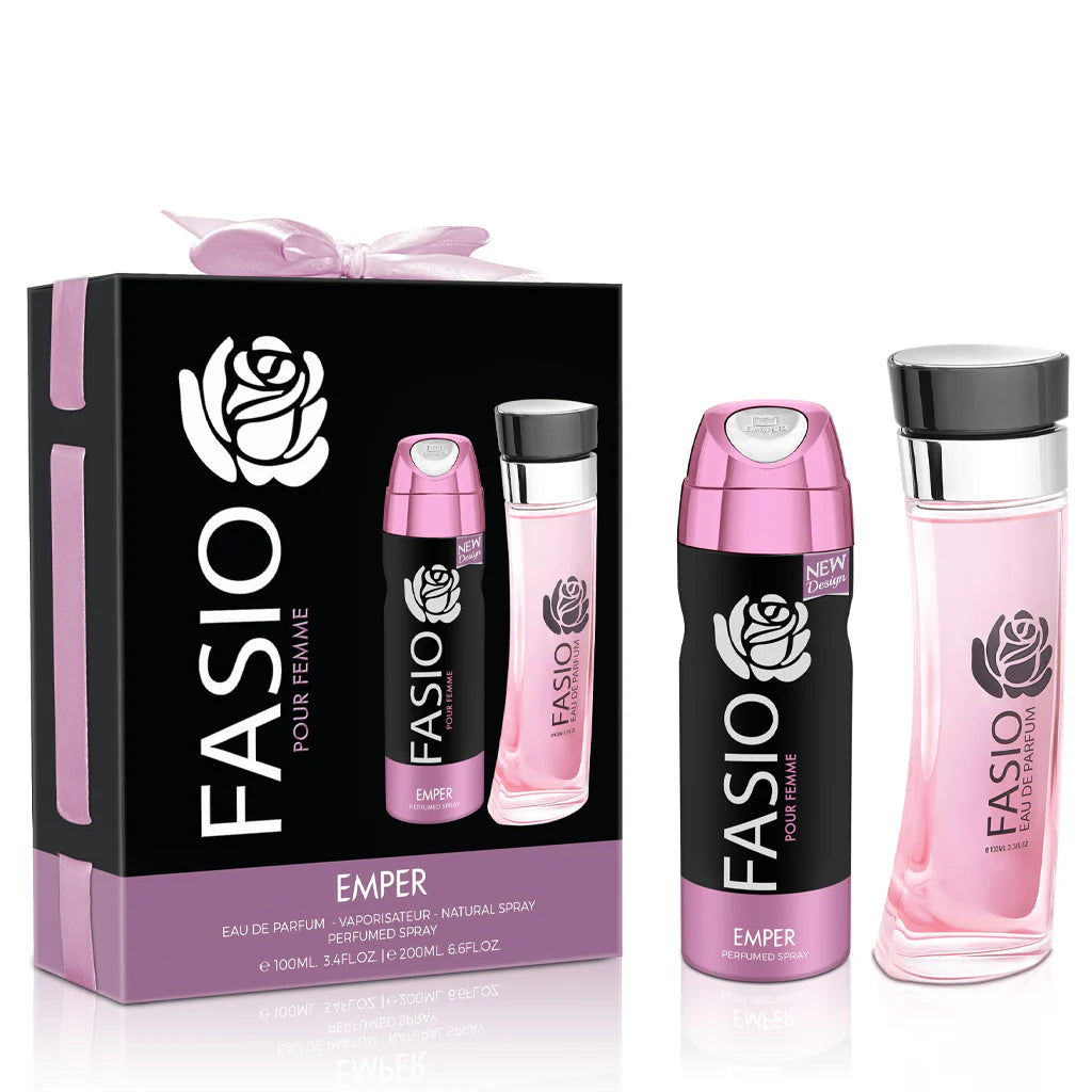 🌸 FASIO POUR FEMME – Gift Set Eau de Parfum 100ml + Body Spray 200ml