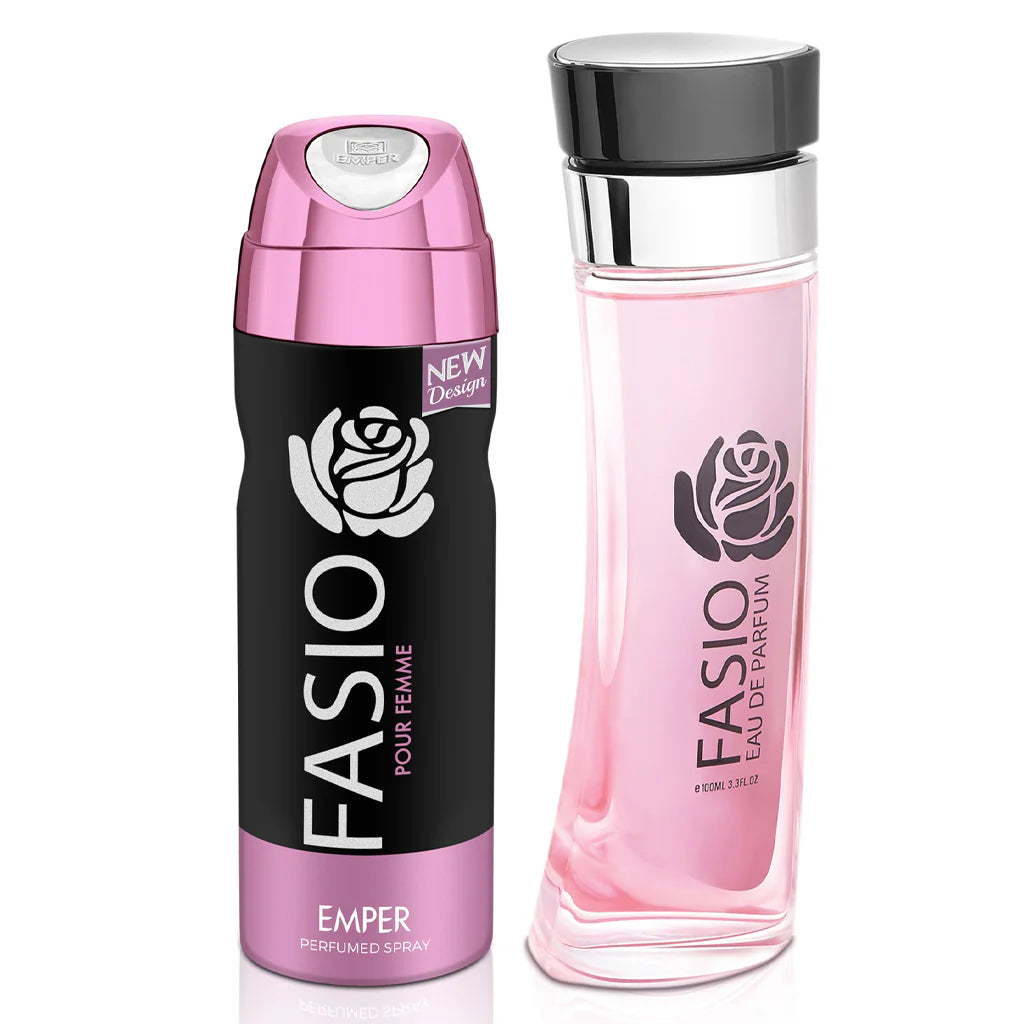 🌸 FASIO POUR FEMME – Gift Set Eau de Parfum 100ml + Body Spray 200ml