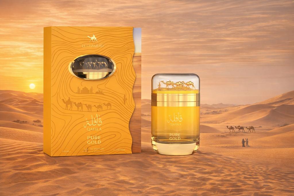 Qafila Pure Gold Le Chameau | Premium Oud, Amber & Musk | Strong Long‑Lasting Arabic Perfume 100ml