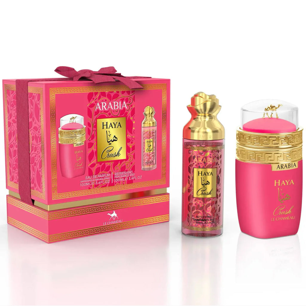 ✨ Arabia Haya Crush Gift Set — 100ml EDP & 100ml Body Spray (Sweet, Modern, Long‑Lasting Fragrance)